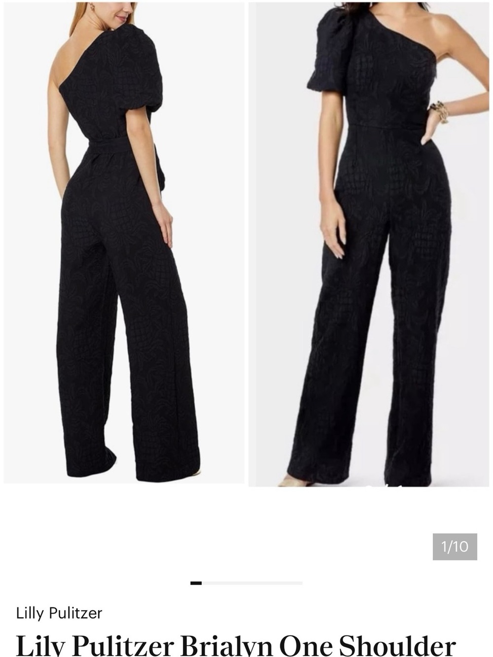 Lilly Pulitzer One-Shoulder Black Textured Jumpsuit